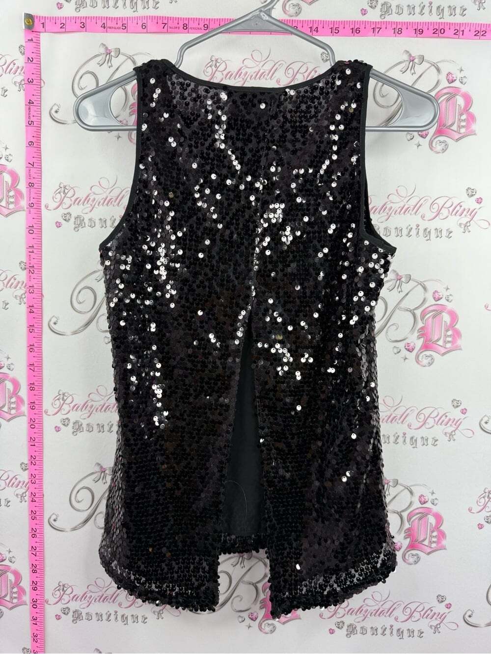 Express tank top sequins Y2K sparkly Black Sequin Tank Top - Picture 2 of 11